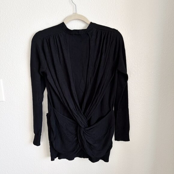 Y2K Central Park West Draped Back Cardigan Sweater β Black V-Neck Button Front - Picture 9 of 9